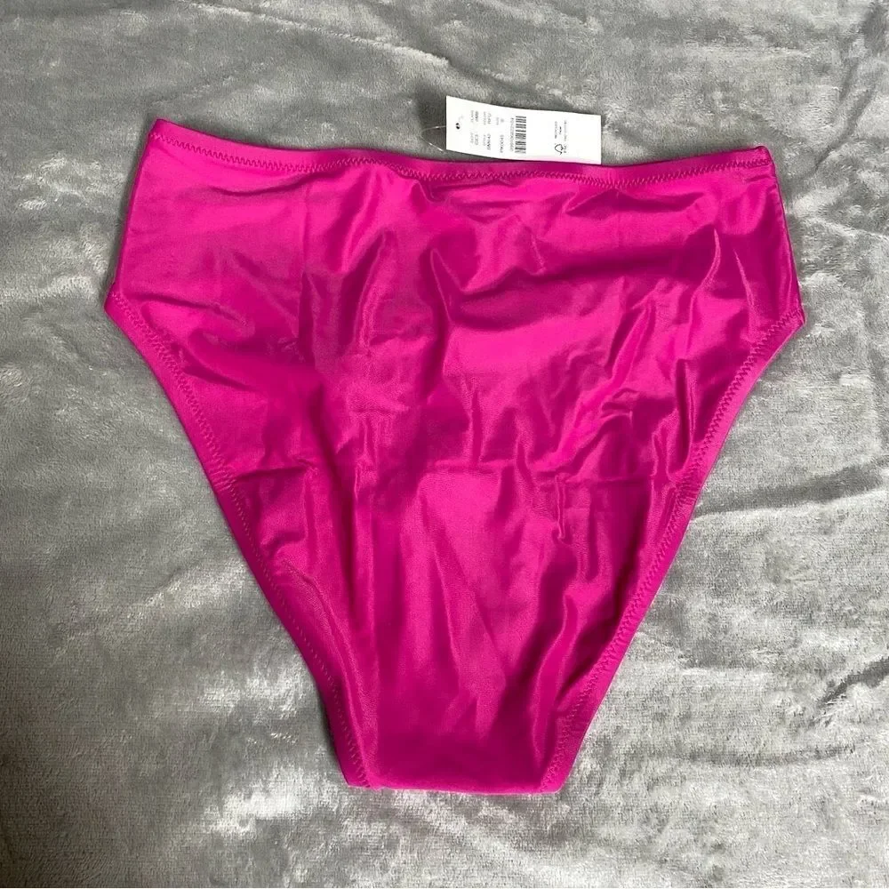 NEW J. Crew Hallie Bikini Bottom High Waist Size S Pink Radiant Fuchsia